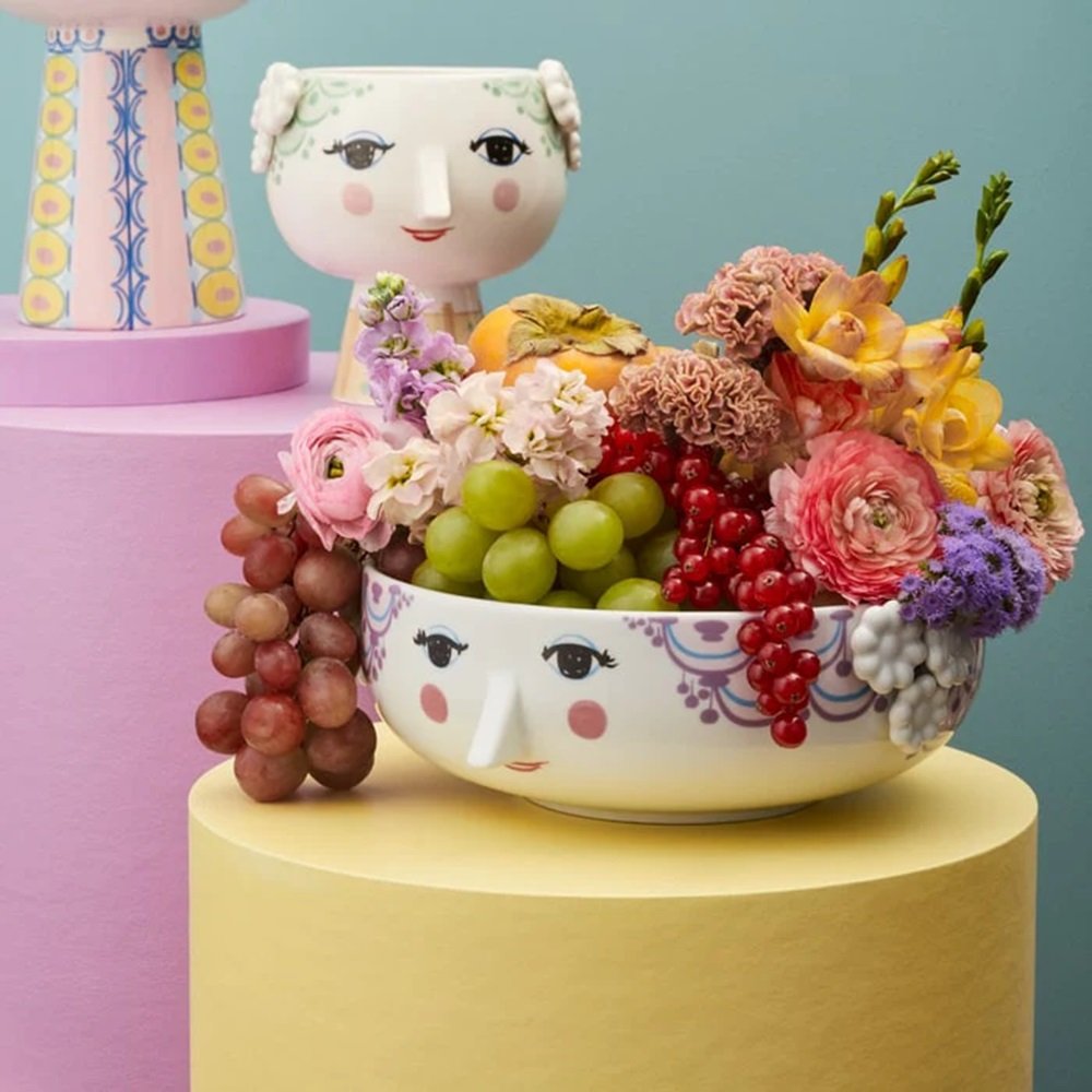 Bjørn Wiinblad Eva Porcelain Purple Bowl Centerpiece