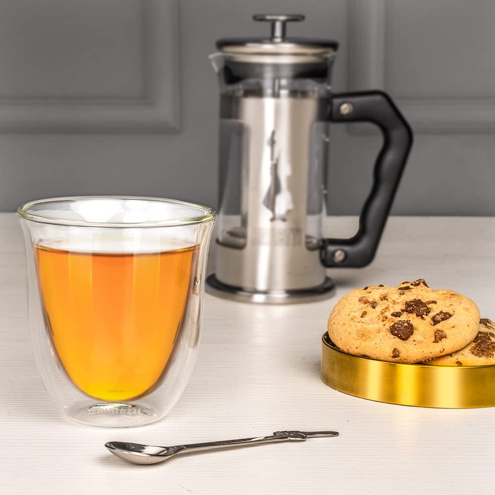 Bialetti Firenze Double Wall Flat Capuccino Glasses (Thermal Insulation Borosilicate Glass) | Set of 2