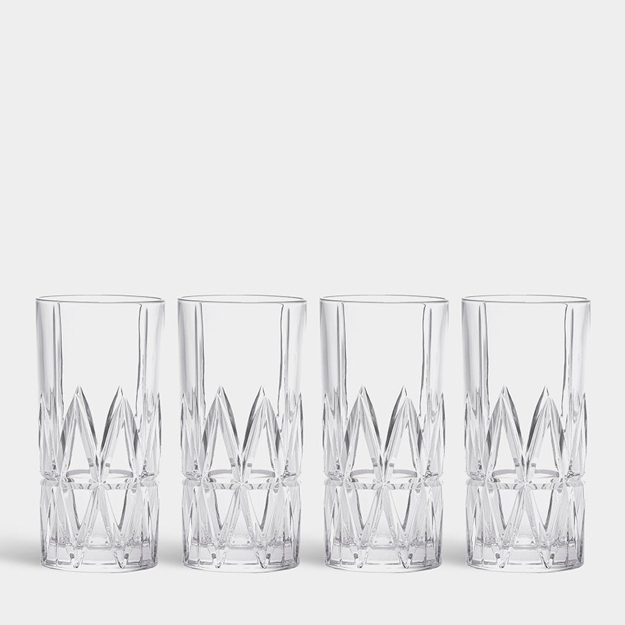 Orrefors Peak Highball Glass, Set of 4, Clear
