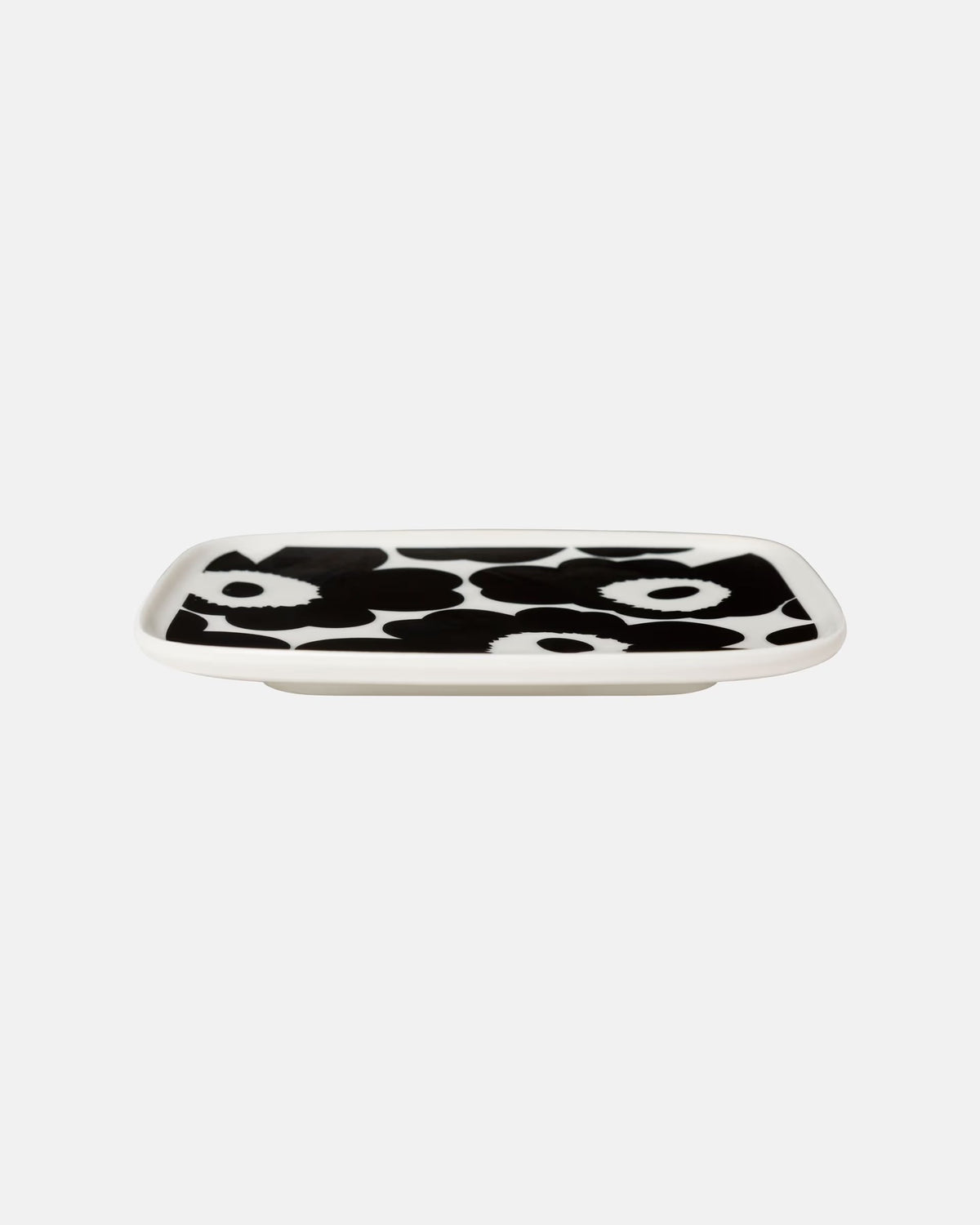 Oiva Unikko Rectangular Small Plate | Black & White Poppy Design