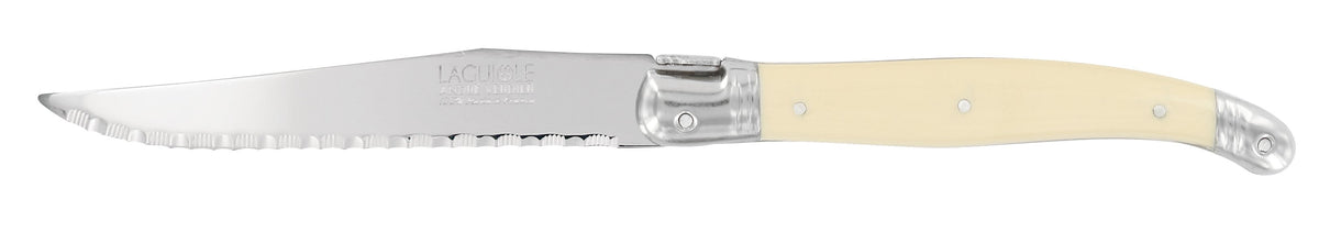 Andre Verdier Laguiole Debutant Flatware Set 2 Piece Place Setting | Service for 6 (12 Pieces) | Ivory Handle
