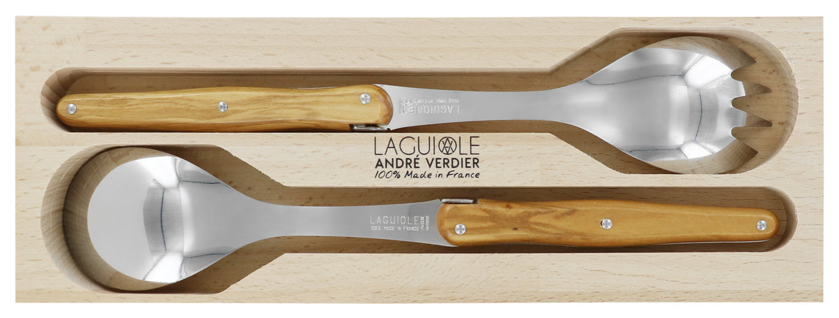 Andre Verdier Laguiole 'Debutant Country' Salad Servers | Olivewood Handle