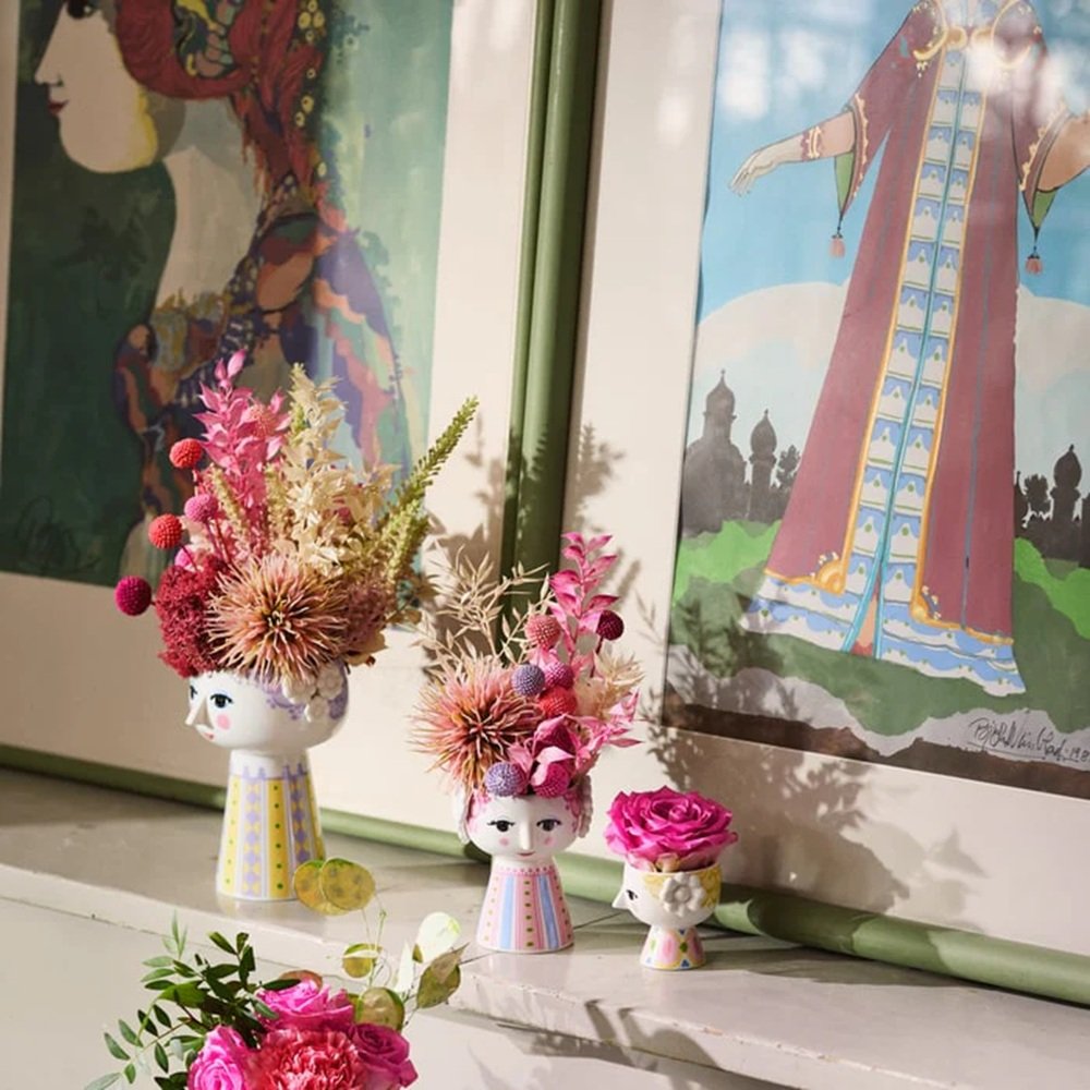 Bjørn Wiinblad Eva Candle Holder in Pink & Blue