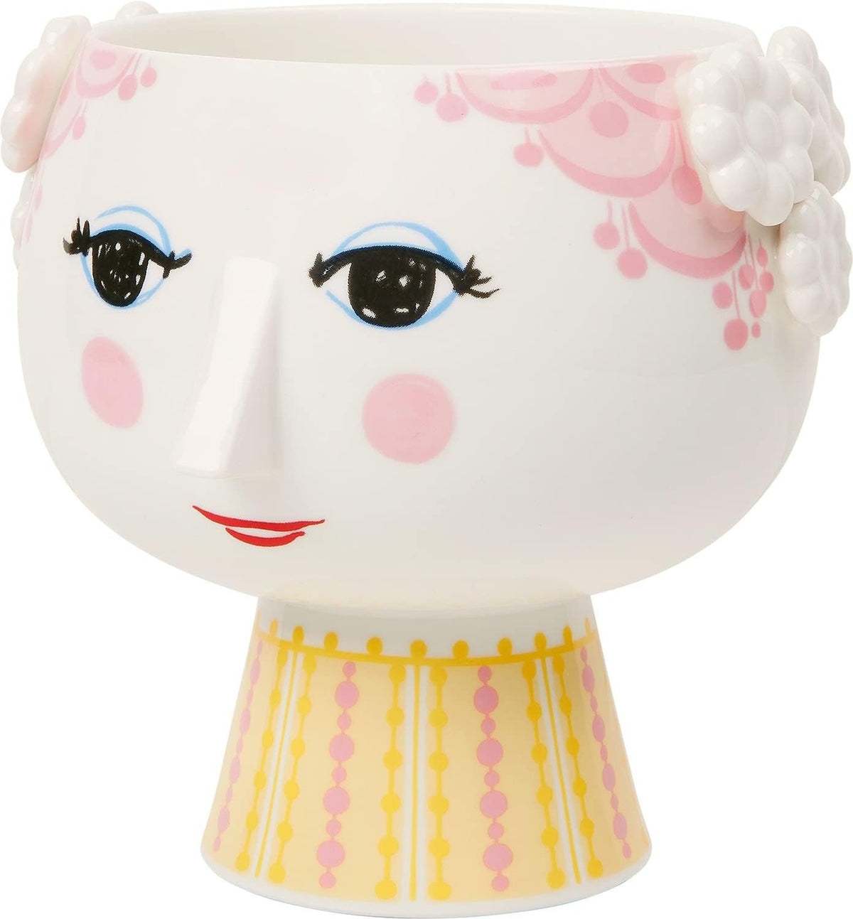 Bjørn Wiinblad Eva Flowerpot Porcelain Vase in Pink & Yellow