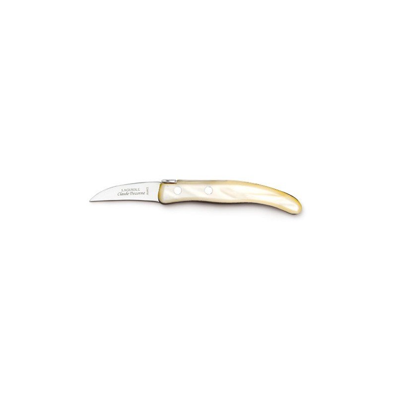 Laguiole Berlingot Le Petite Cuisine 4 Knives Set in Pearl Handle | Peeling, Paring, Serrate Bread & Tomato Knives