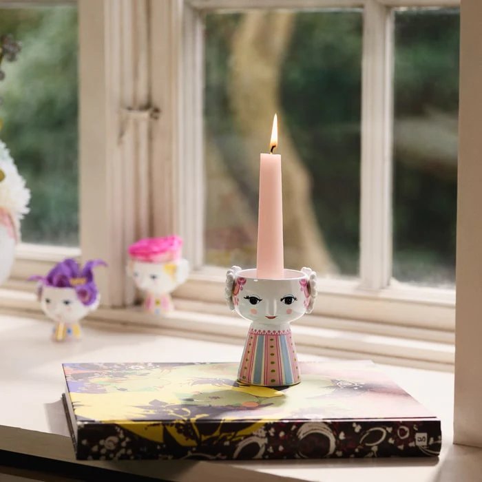 Bjørn Wiinblad Eva Candle Holder in Pink & Blue