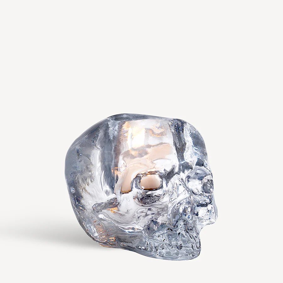 Kosta Boda Still Life Clear Votive — Skull Design by Ludvig Löfgren