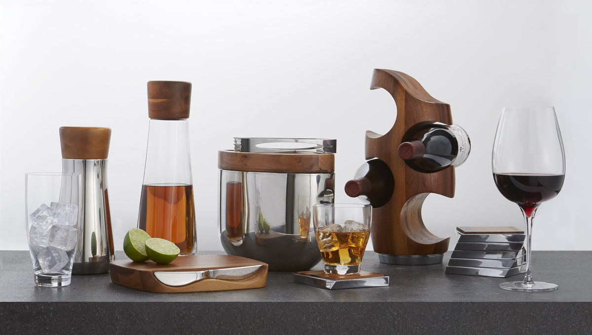 Nambe Blend Bar Board with Knife | Made of Acacia Wood and Stainless Steel