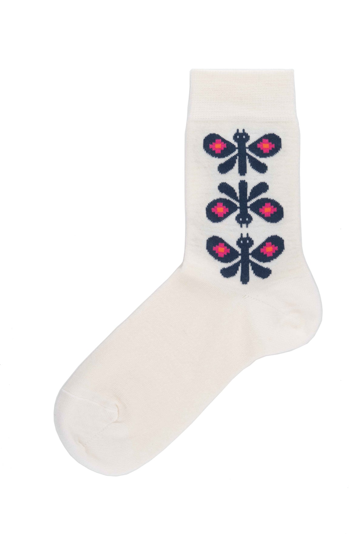 Bengt & Lotta Merino Wool White Socks | "Butterfly" (Small & Large)