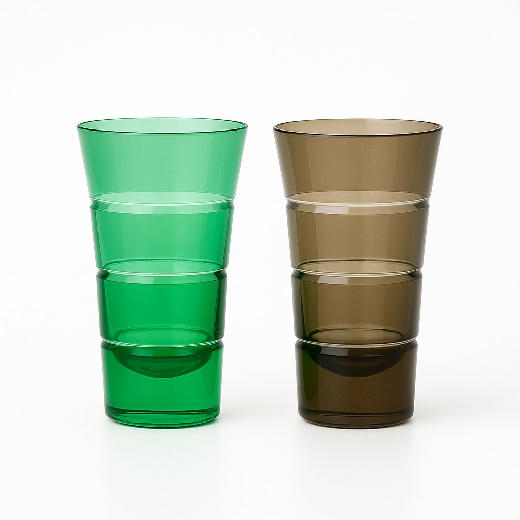 Green & Gray Color Shot Glass Set of 6 by Deshoulières | Mouth-Blown Glass