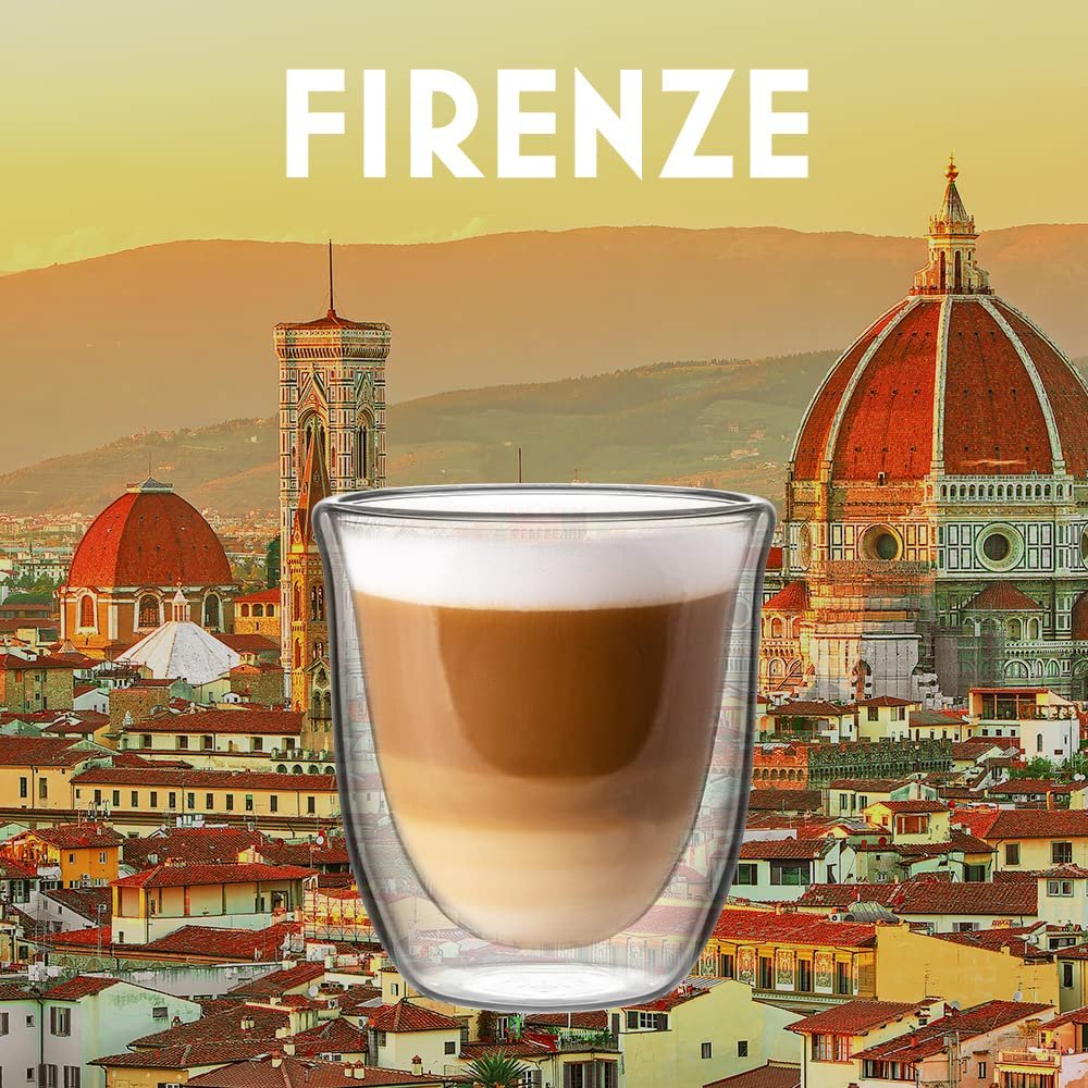 Bialetti Firenze Double Wall Flat Capuccino Glasses (Thermal Insulation Borosilicate Glass) | Set of 2