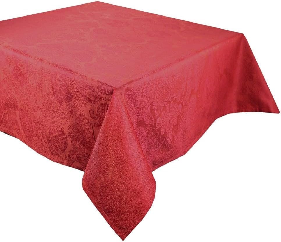 Garnier Thiebaut French Jacquard Tablecloth Mille Isaphire Mini Grenat (Red) Coated Textile | 69" Round