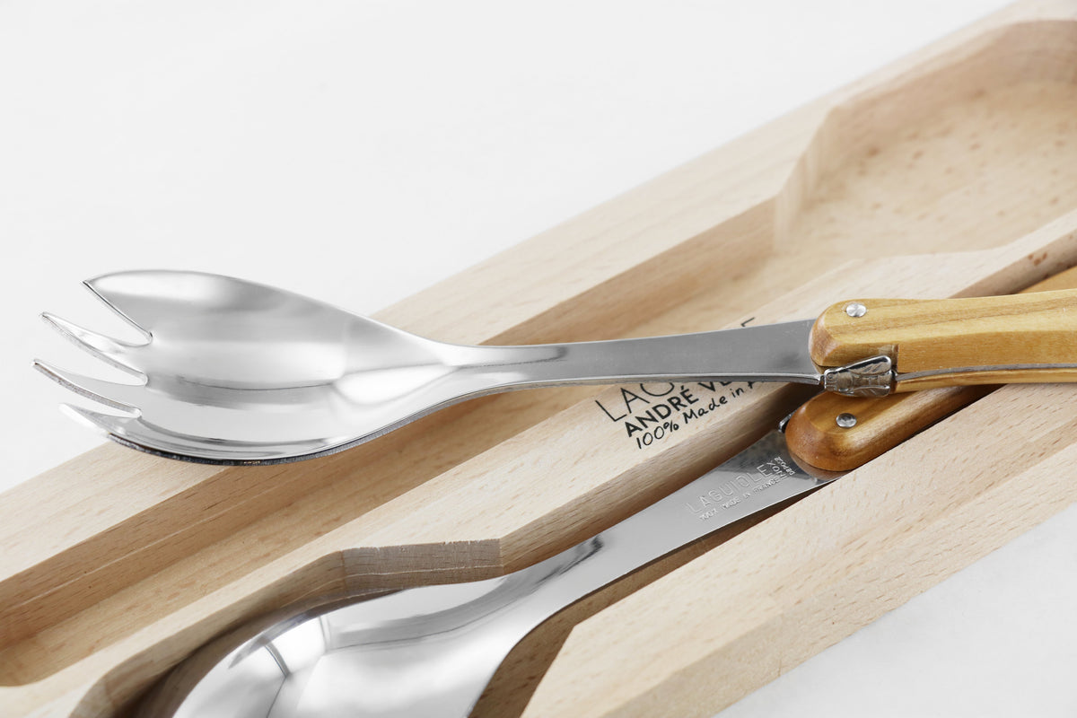 Andre Verdier Laguiole 'Debutant Country' Salad Servers | Olivewood Handle