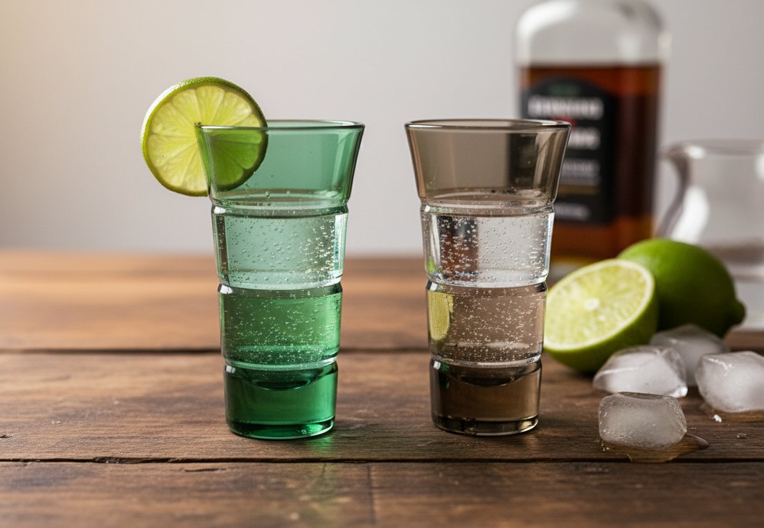 Green & Gray Color Shot Glass Set of 6 by Deshoulières | Mouth-Blown Glass