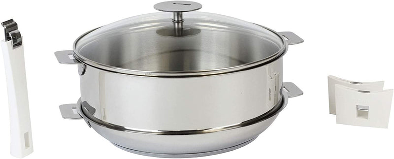 Cristel Mutine White Cookware Set with Removable Handles — 6 Piece