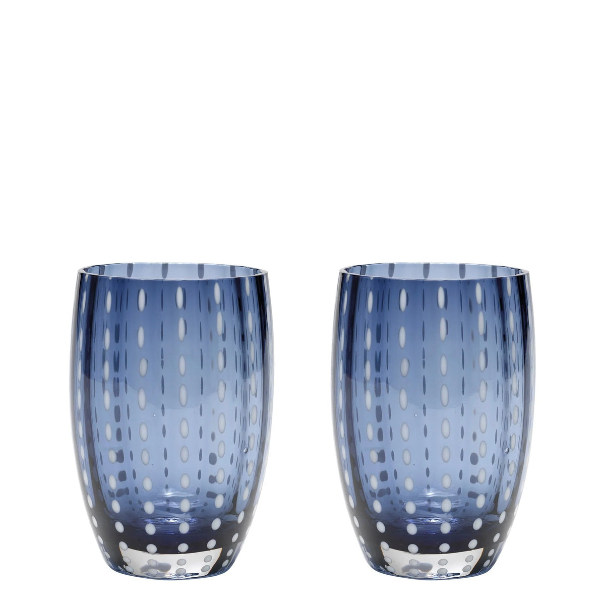 Zafferano Perle Glass Tumblers (10.8oz) | Set of 2 blue gray