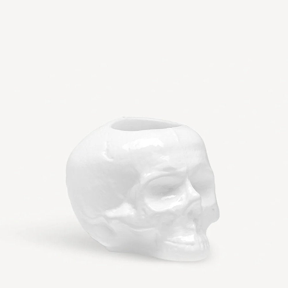 Kosta Boda Still Life Off White Votive — Skull Design by Ludvig Löfgren