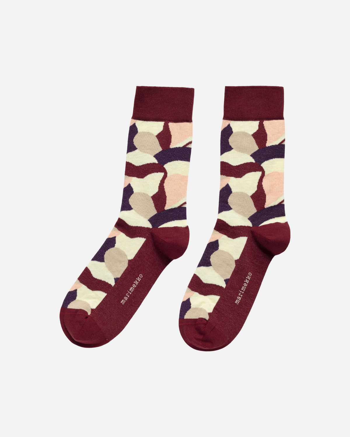 Marimekko Kasvaa Kamelia Organic Cotton Socks | Burgundy | Small 34-37