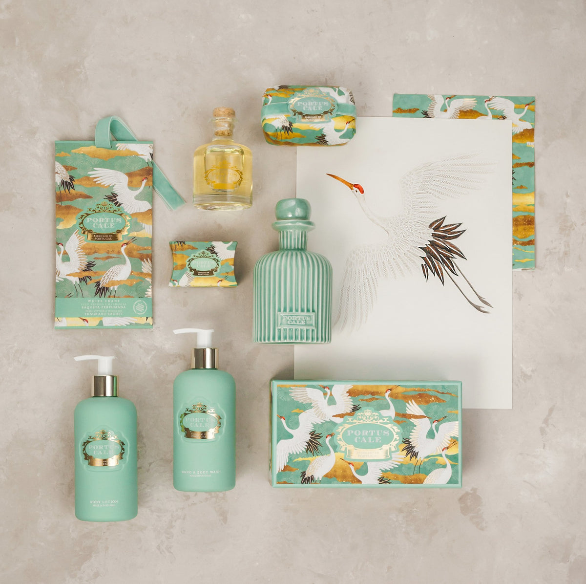 Portus Cale White Crane Scented Hand Cream Lightweight Texture | Yuzu, Vetiver & Mandarin