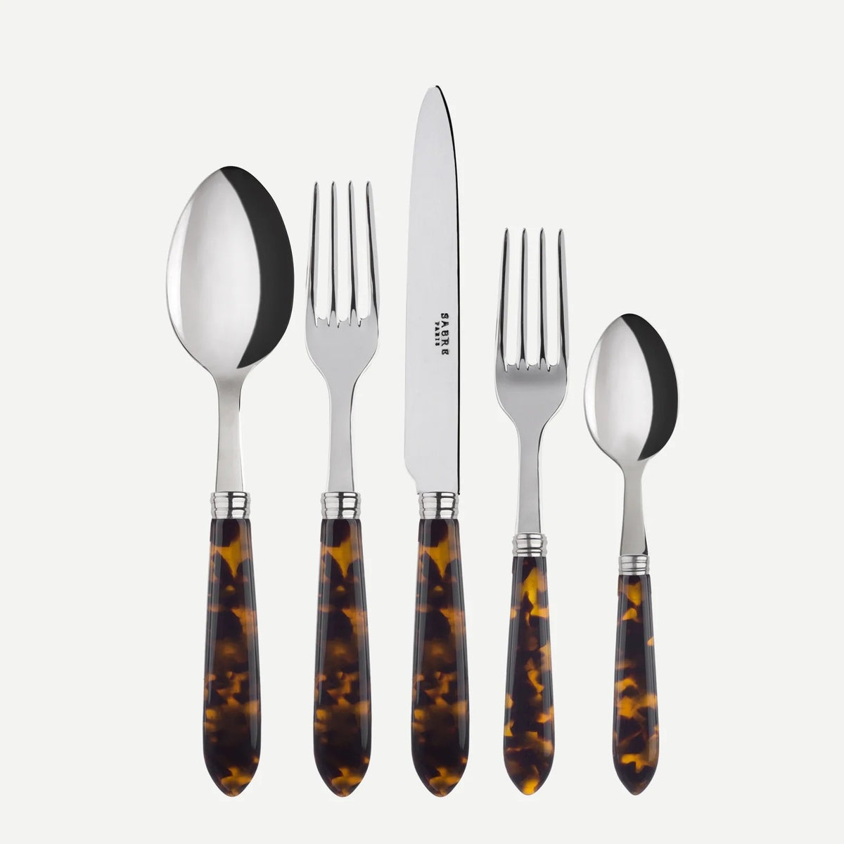 Tortoise (Tortue) Flatware Set 5 Piece Place Setting | Service for 4 (20 Pieces) | Shiny Tortoise