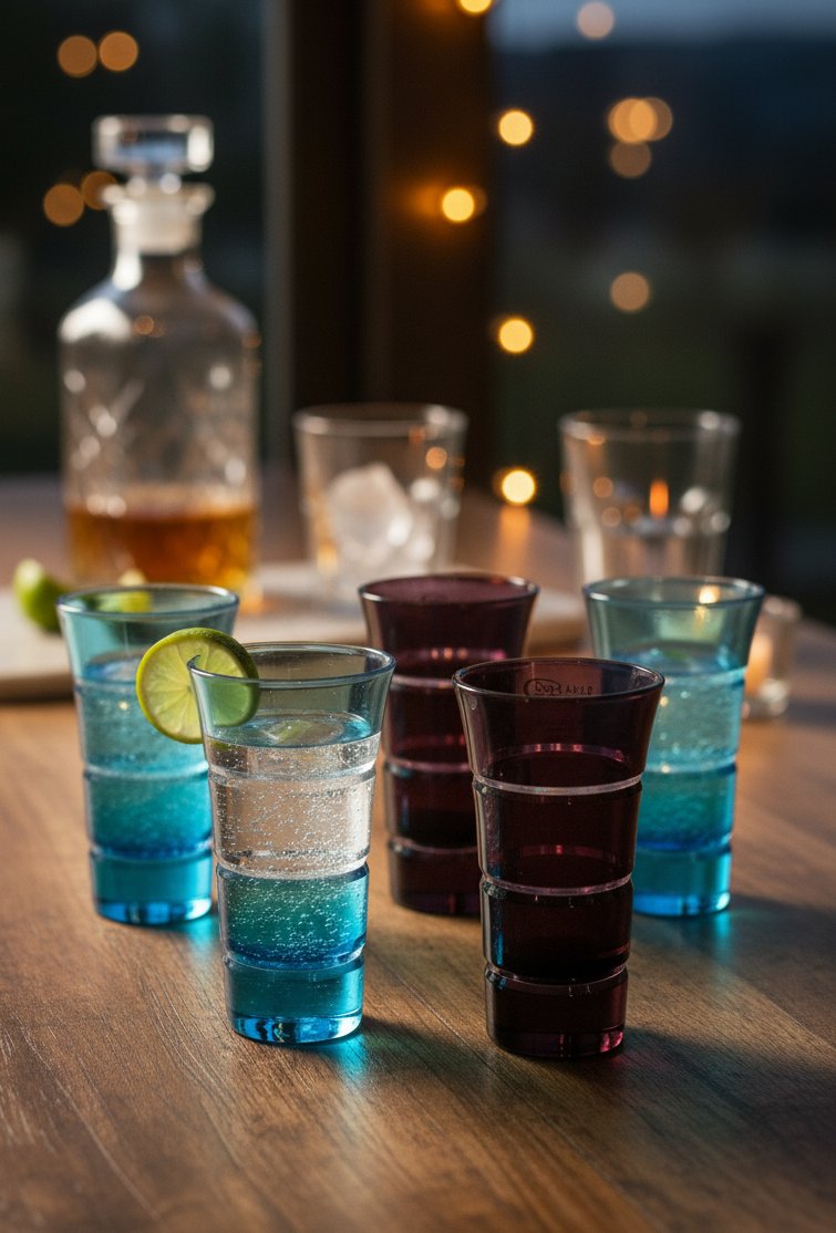 Turquoise & Amethyst Shot Glass | Set of 6 | Mouth-Blown Glass