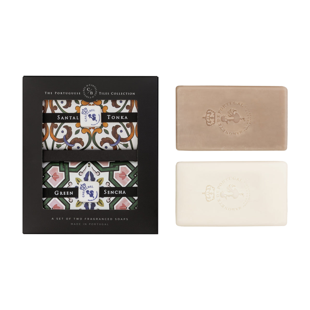 Castelbel Bar Soap Portuguese Tile Collection | Santal-Tonka and Green-Sencha
