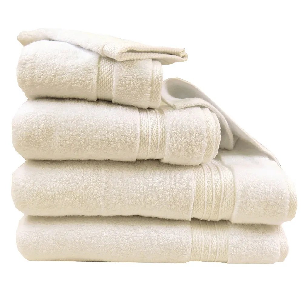 Garnier Thiebaut Elea 600GSM Bath Towels Set - 6pcs 100% Cotton Contains 2 Bath Towels, 2 Guest Towels, 2 Mittens - Super Soft Zero Twist (Ivory)