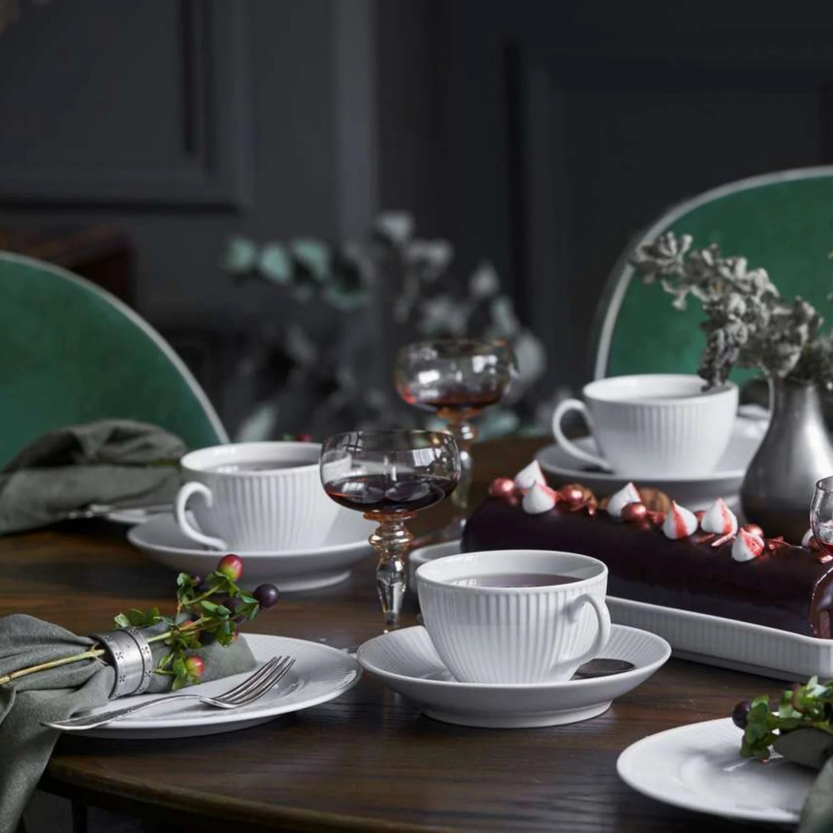 Pillivuyt Plisse White Porcelain Saucer for Espresso Cup | Set of 4