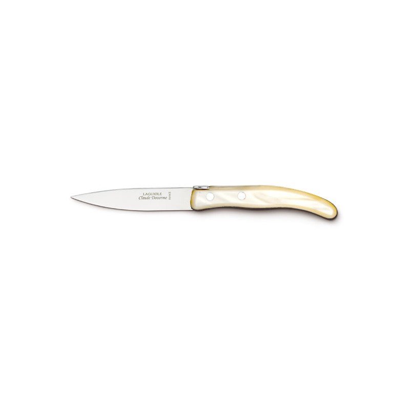 Laguiole Berlingot Le Petite Cuisine 4 Knives Set in Pearl Handle | Peeling, Paring, Serrate Bread & Tomato Knives