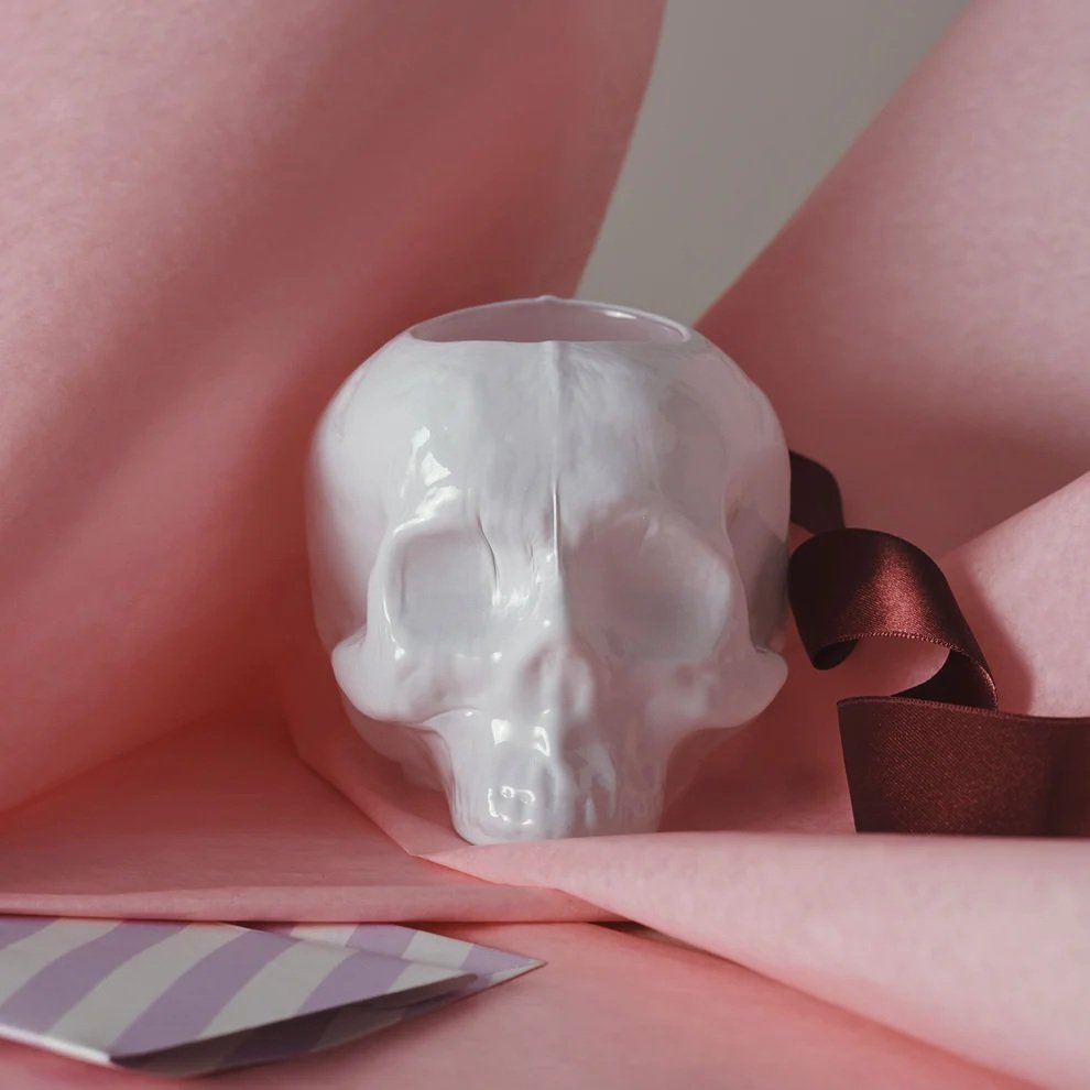 Kosta Boda Still Life Off White Votive — Skull Design by Ludvig Löfgren