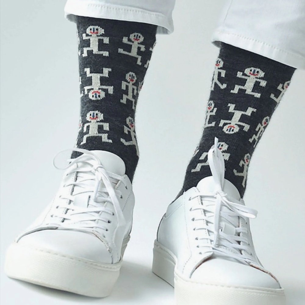 Bengt & Lotta Merino Wool Gray Socks | "Frogs" (Small & Large)