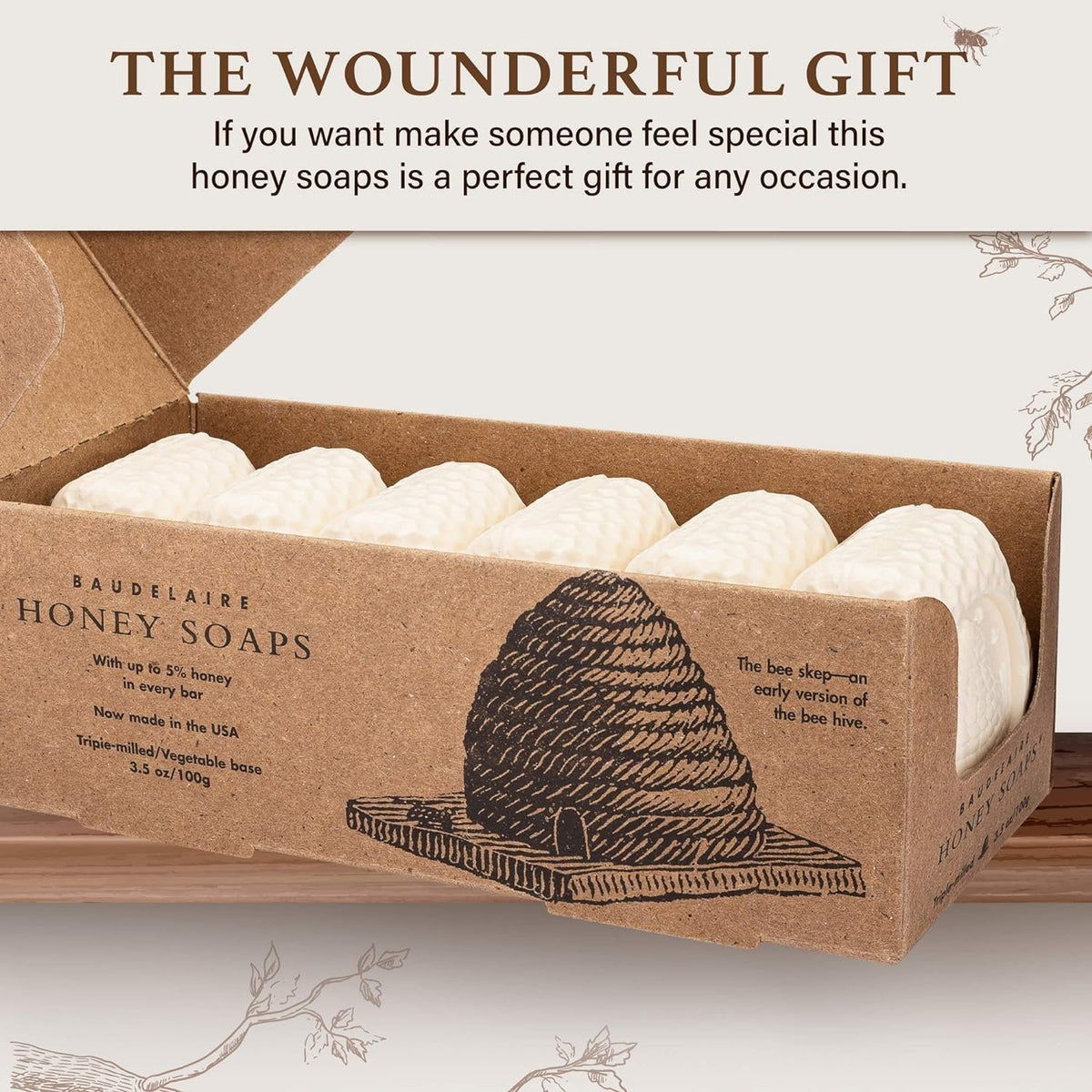 Baudelaire Moisturizing Honey Bar Soap Gift Set | Set of 6