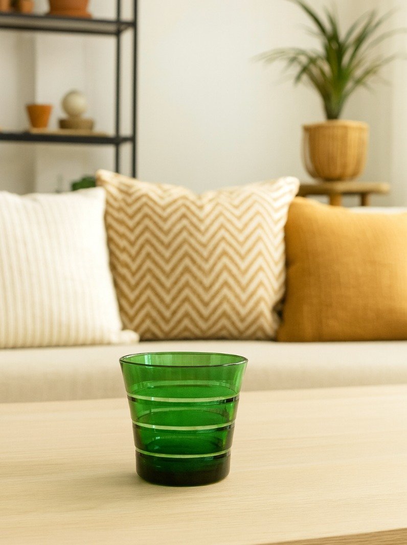 Whiskey Glass Green 8oz Fina tavola x Deshoulières