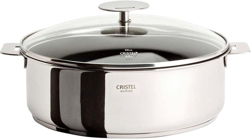 Cristel Casteline 4 Qt Stainless Steel Non-Stick Sauté Pan with Glass Lid