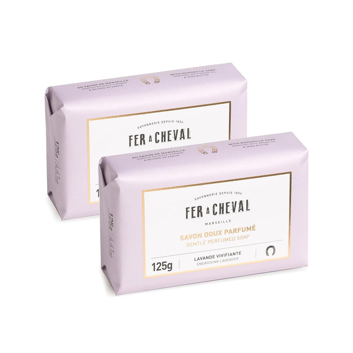 ENERGISING LAVENDER (Lavande Vivifiante) Organic Marseille Bar Soap with Shea Butter & Argan Oil | Set of 2
