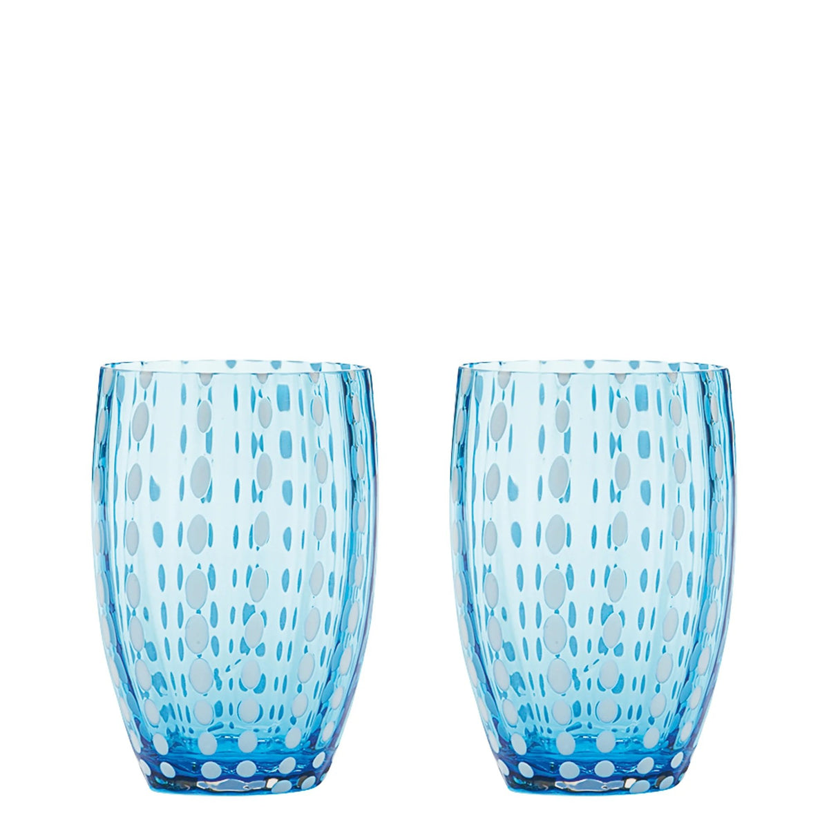 Zafferano Perle Glass Tumblers (10.8oz) | Set of 2 aquamarine