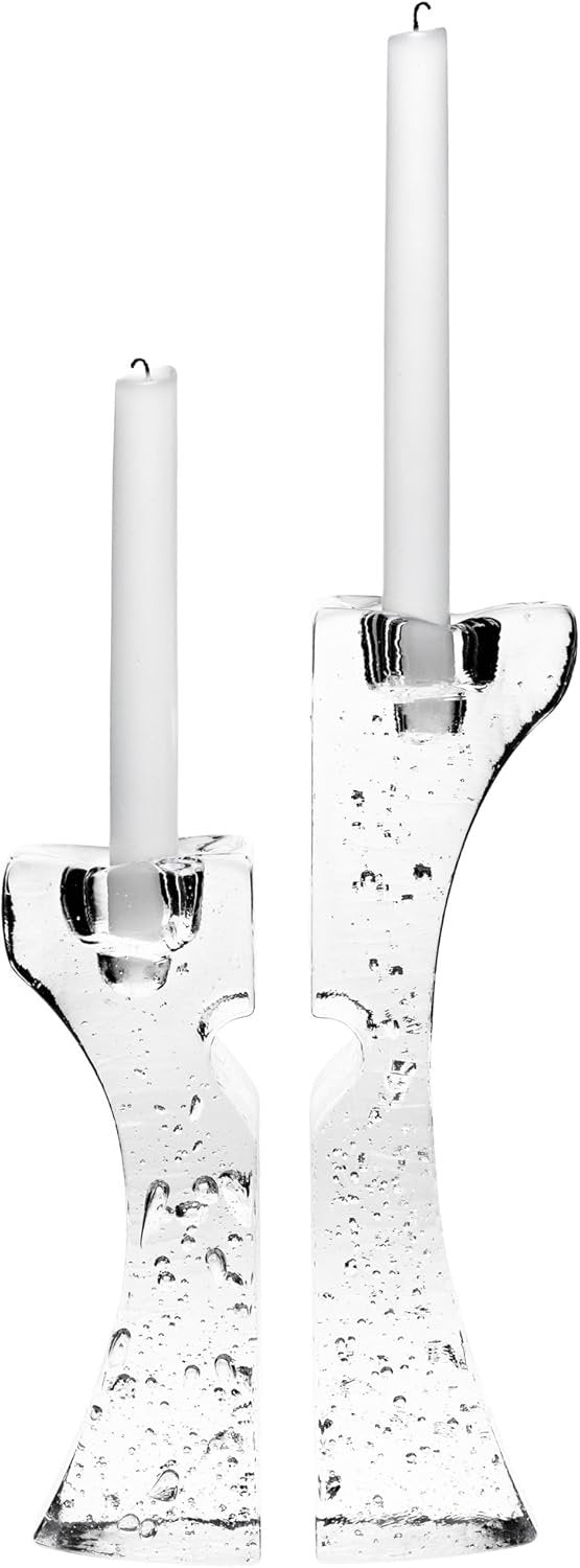 Kosta Boda Connect Crystal Candlesticks Pair Heart Decor