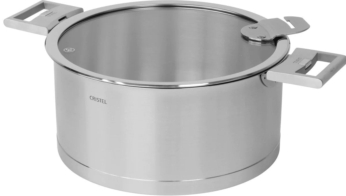 Cristel Strate Stainless Steel Stewpan with Glass Lid — XL 5.5 Qt