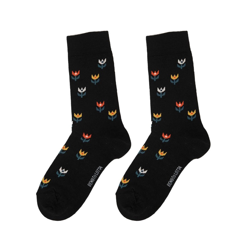 Bengt & Lotta Merino Wool Black Socks | "Tulip" (Small & Large)