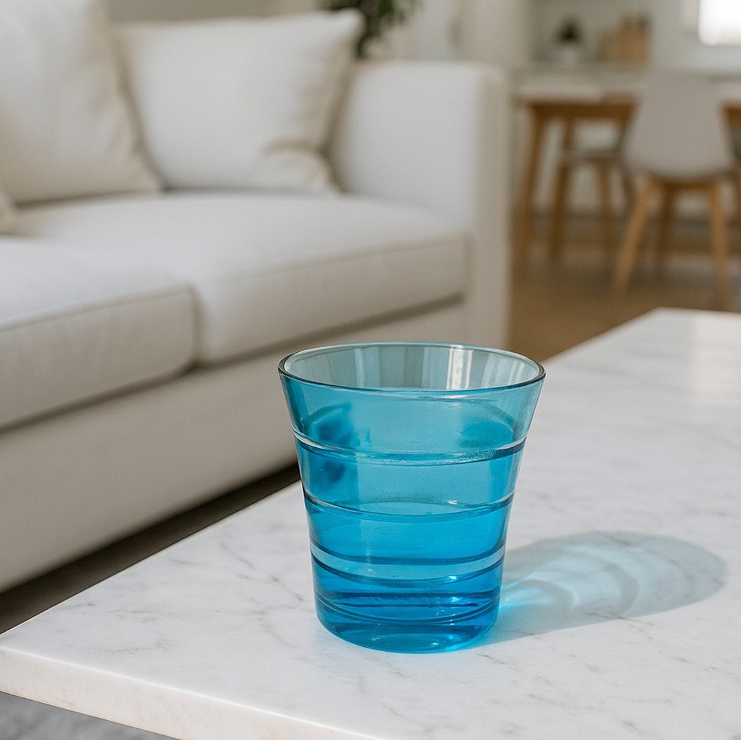 Whiskey Glass Blue 8oz Fina tavola x Deshoulières