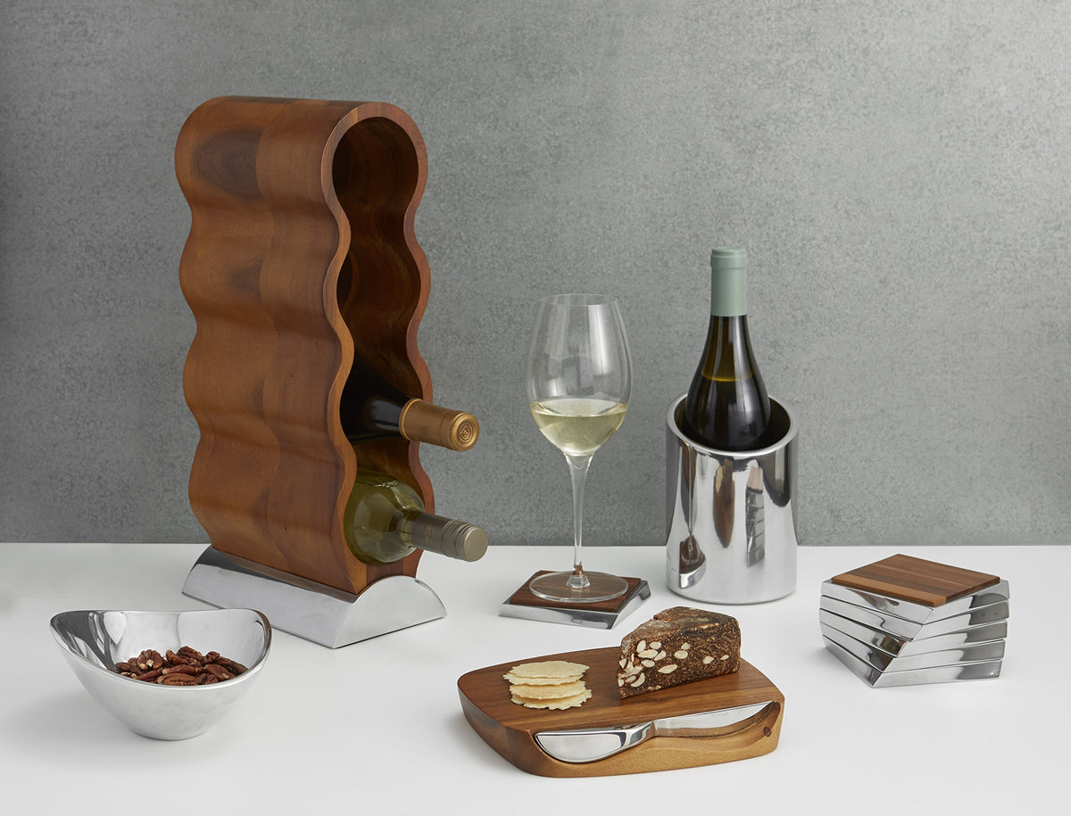 Nambe Blend Bar Board with Knife | Made of Acacia Wood and Stainless Steel