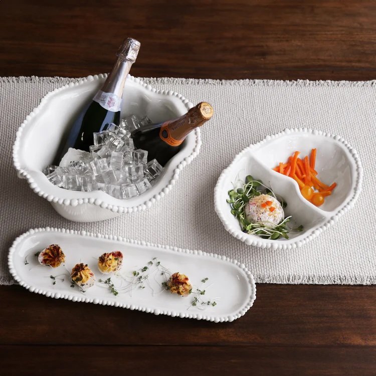 VIDA Alegria Double Dip Platter in White Melamine