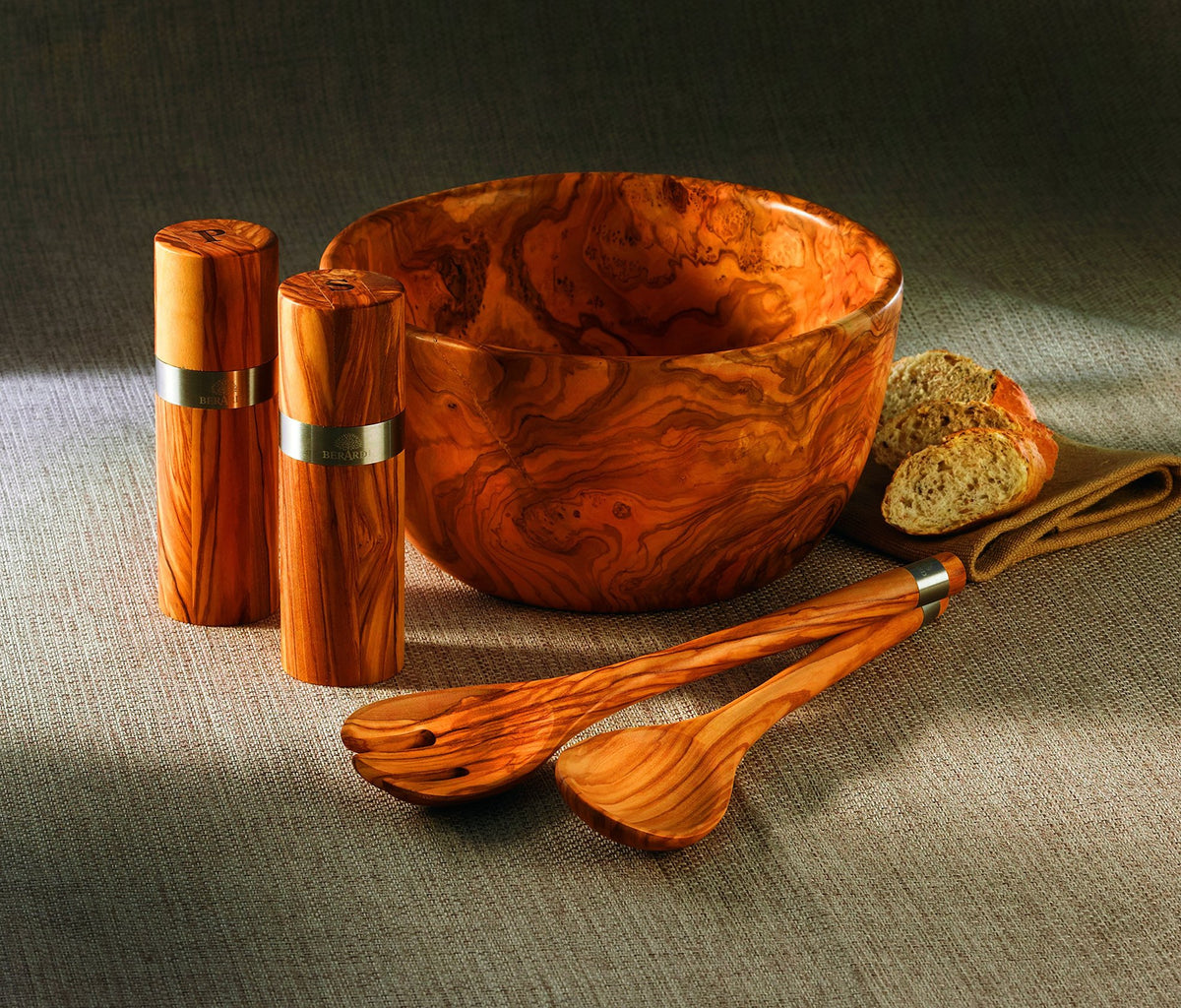 Berard Acero Salad Server Set in Olive-Wood