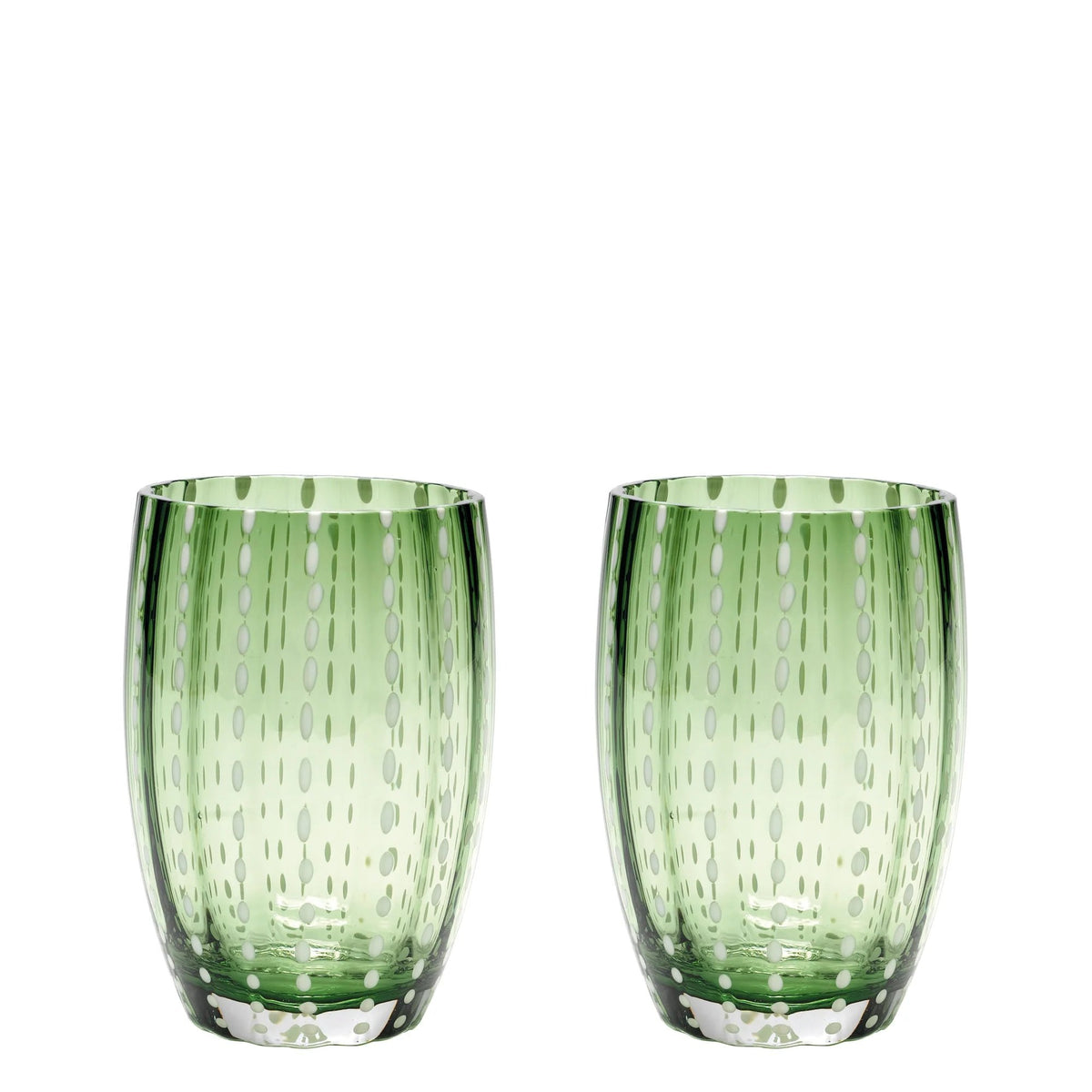 Zafferano Perle Glass Tumblers (10.8oz) | Set of 2 british green