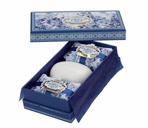 Portus Cale Gold & Blue Bar Soaps Gift Set of 3 | Pink Pepper & Jasmine