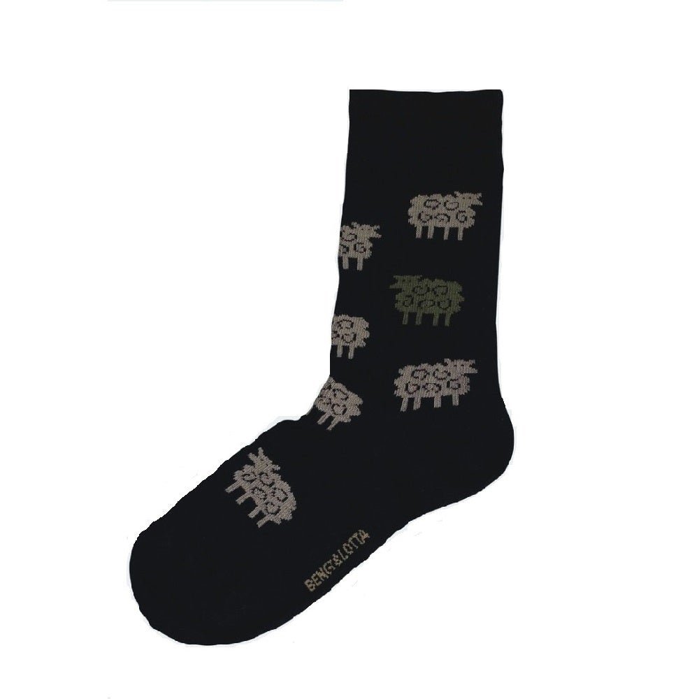 Bengt & Lotta Merino Wool Black Socks | "Sheep" (Small & Large)