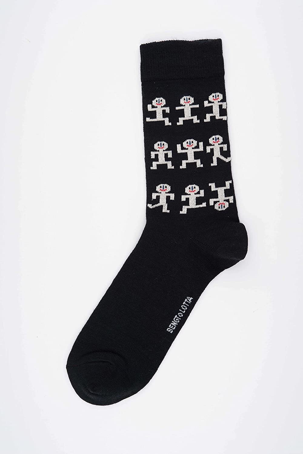 Bengt & Lotta Merino Wool Black Socks | "Figures" (Small & Large)
