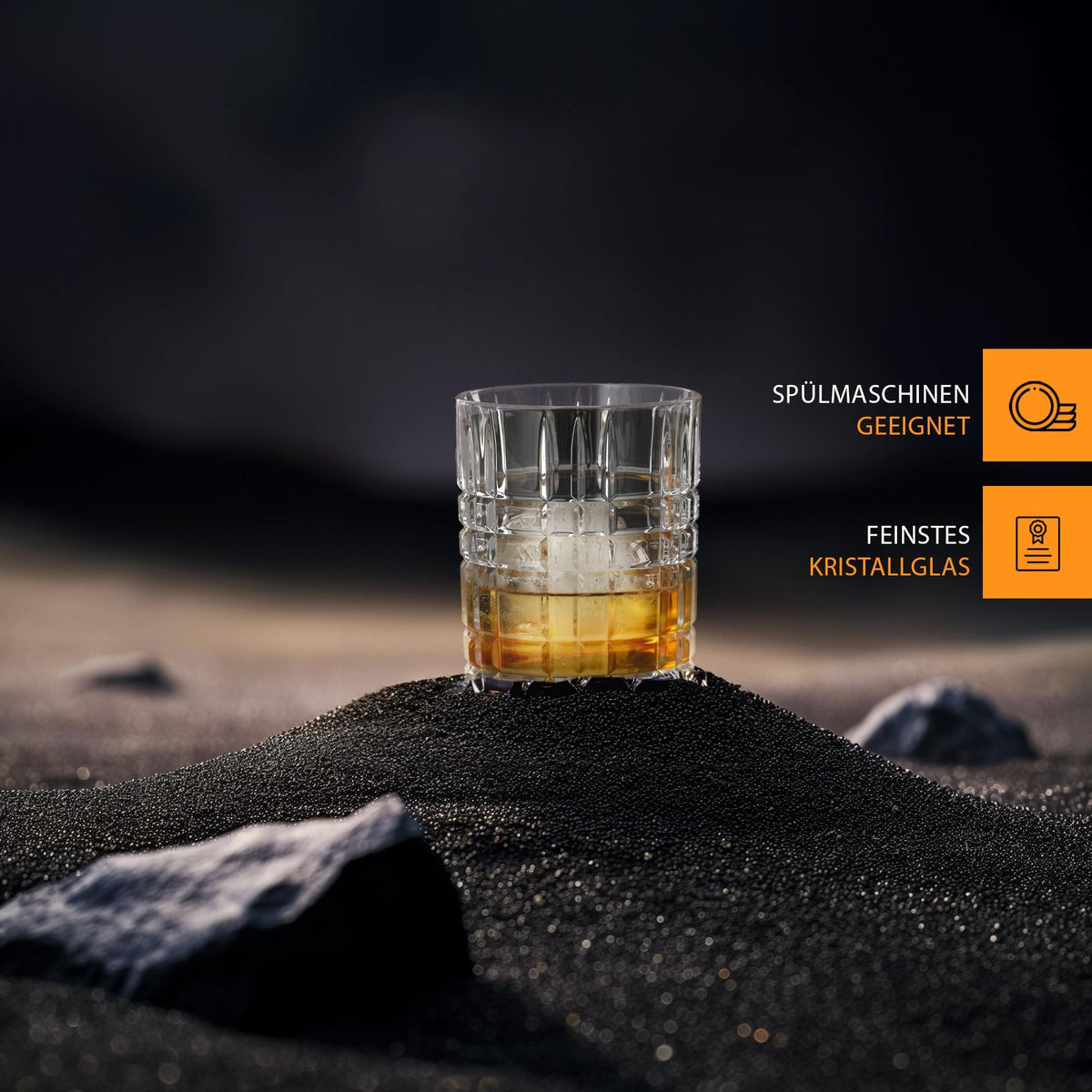 Nachtmann Square Whiskey Crystal Glasses Double Old Fashioned | Set of 4