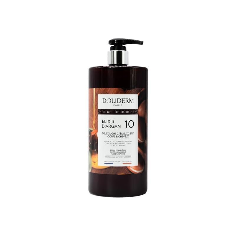 Doliderm Elixir D'Argan 10 | Hair & Body Creamy Shower Gel with Organic Shea Butter & Argan Oil