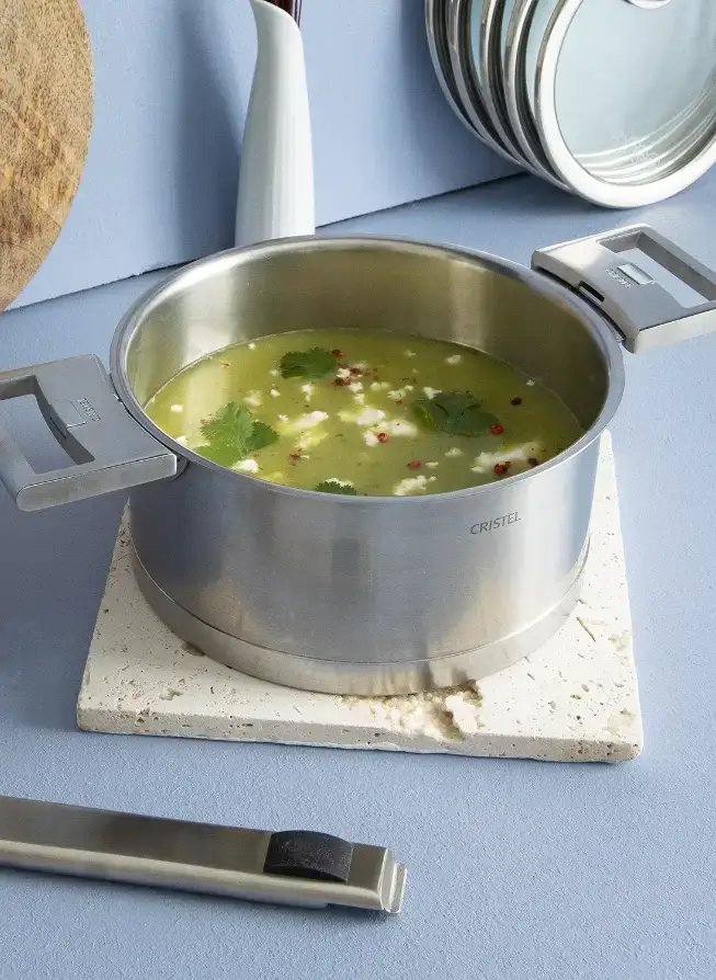 Cristel Strate Stainless Steel Stewpan with Glass Lid — XL 5.5 Qt